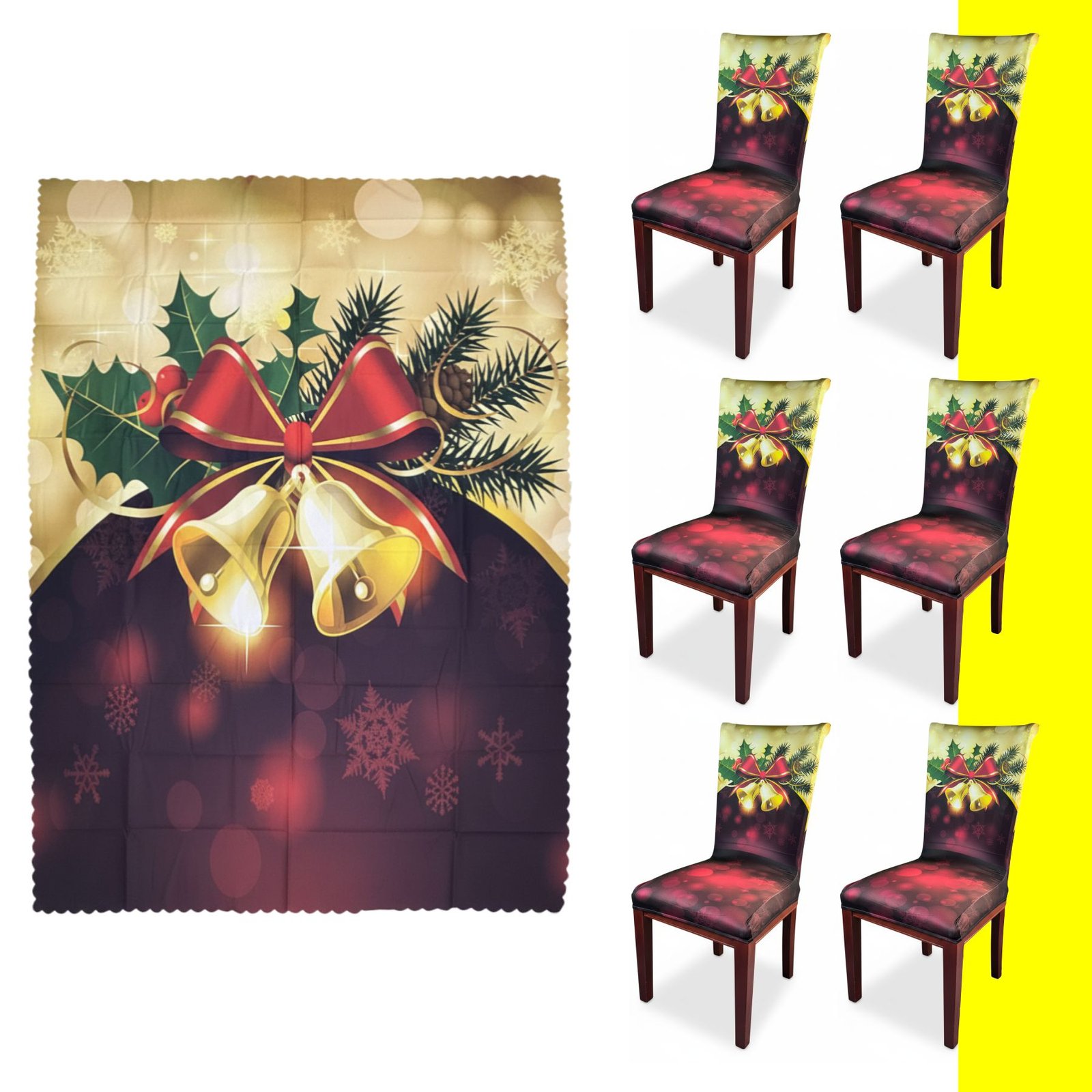 Set x6 Protector de silla y Mantel Navideño