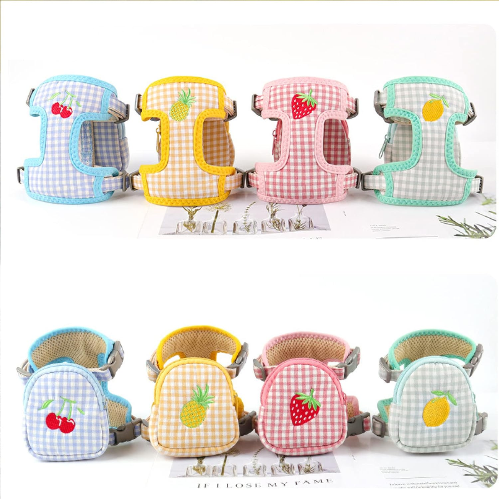 Arnes para gato frutas 3pz